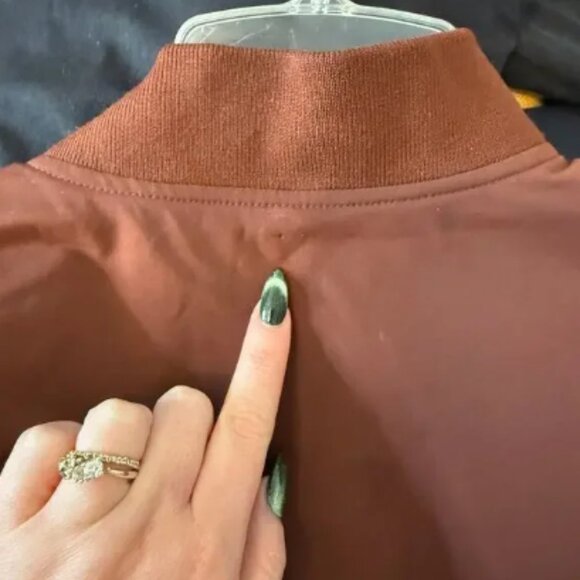 Theory Red Burgundy Brown Bomber Jacket Coat Size M Quiet Luxury $395 City Shell - Picture 6 of 6